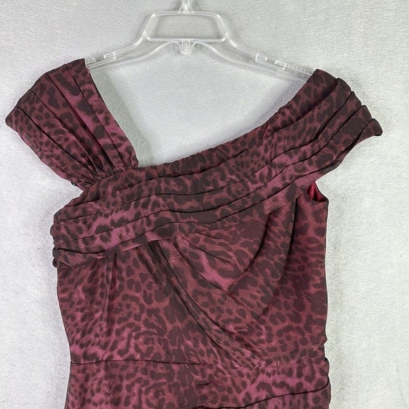 Tadashi Shoji Silk Dress Cocktail Party Wedding Festive Leopard Print Mob Wife - Picture 4 of 11